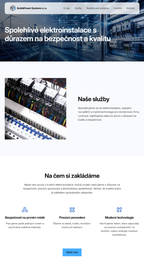 Náhled realizovaného webu Build&Power Systems